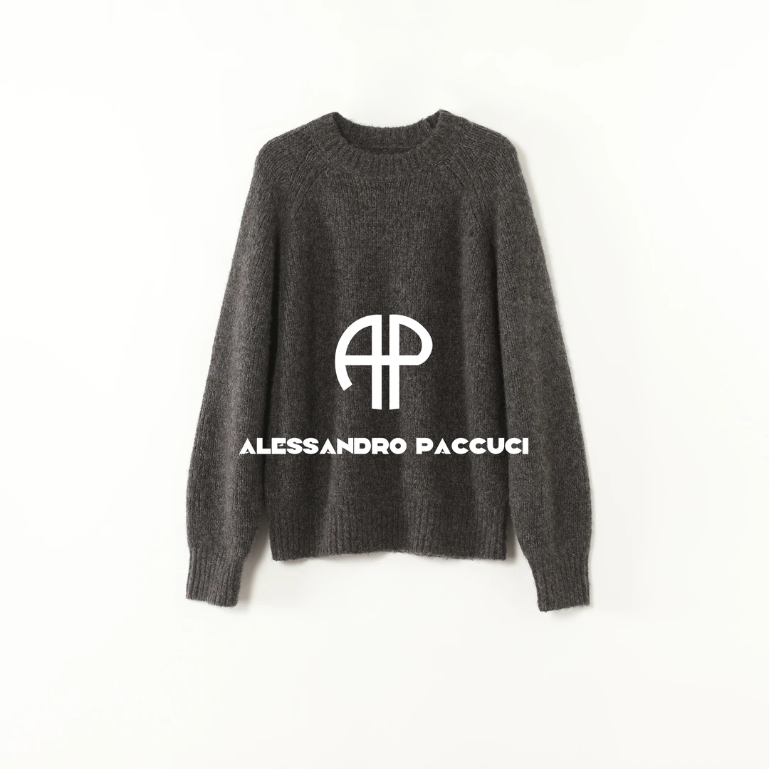 AP洛哥44302ST羊绒+桑蚕丝+羊毛圆领时尚百搭套头针织衫女装