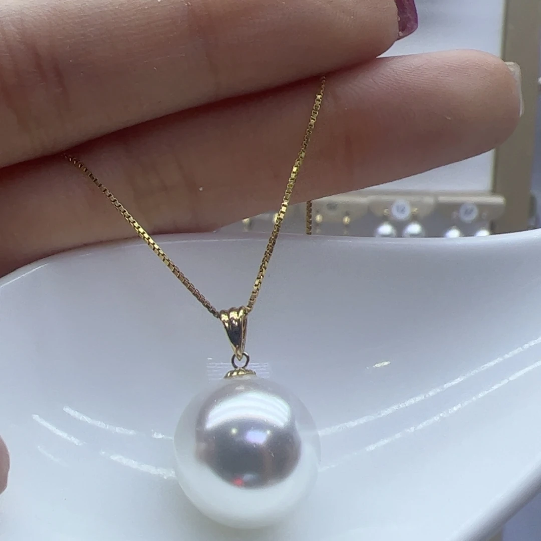 淡水珍珠吊坠(赠链)18K金镶嵌