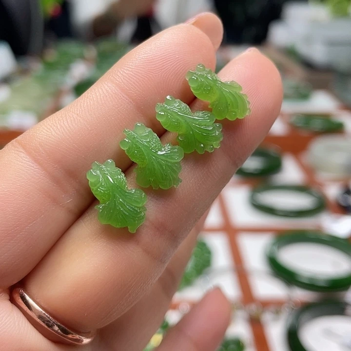 银S925镶嵌和田玉（碧玉）耳饰多样性发货拍一发一