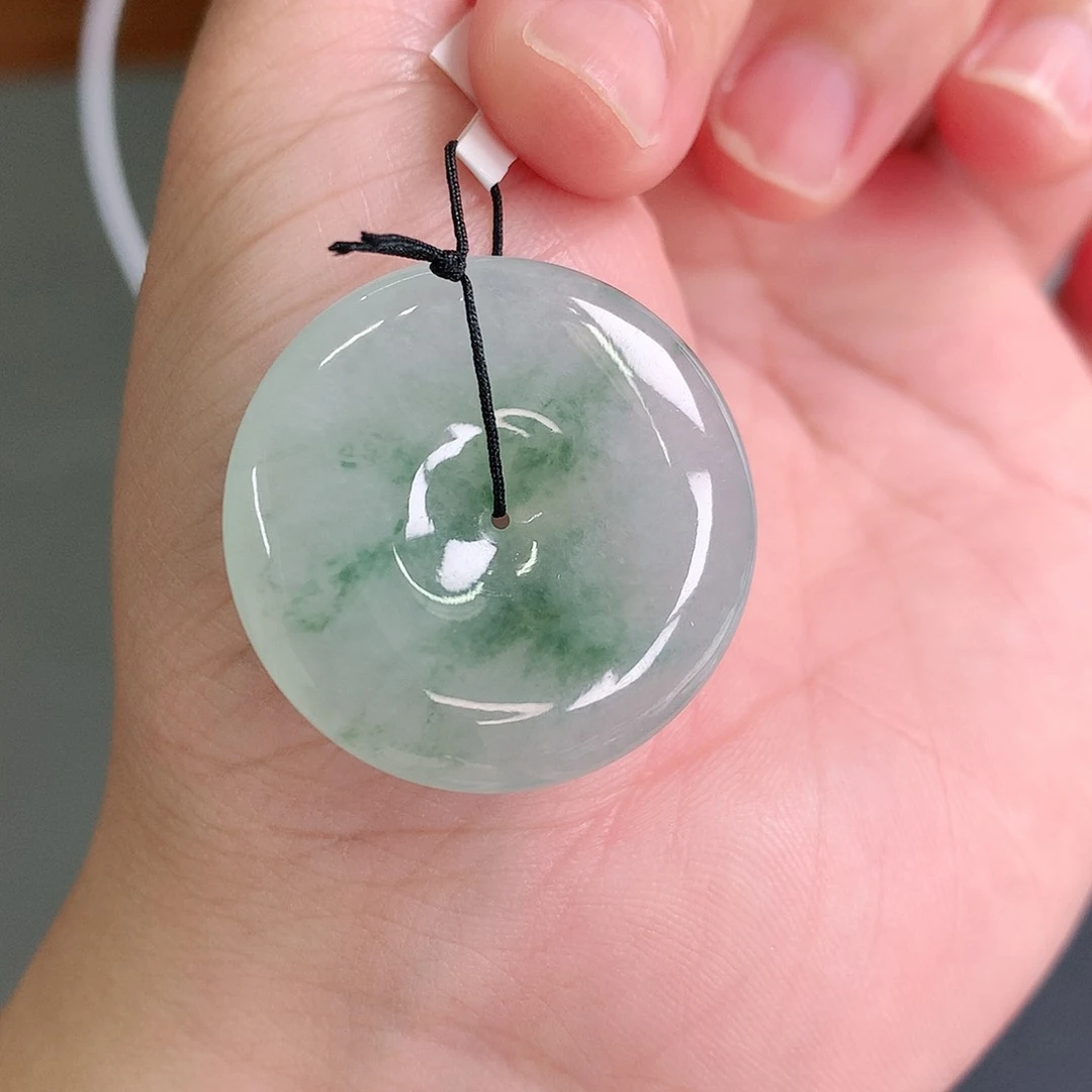 翡翠未镶嵌颈饰冰飘绿扣29-6