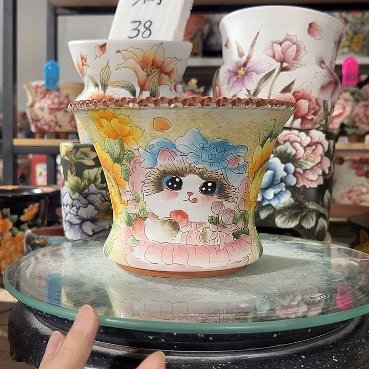 满38包邮 景德镇手绘花盆