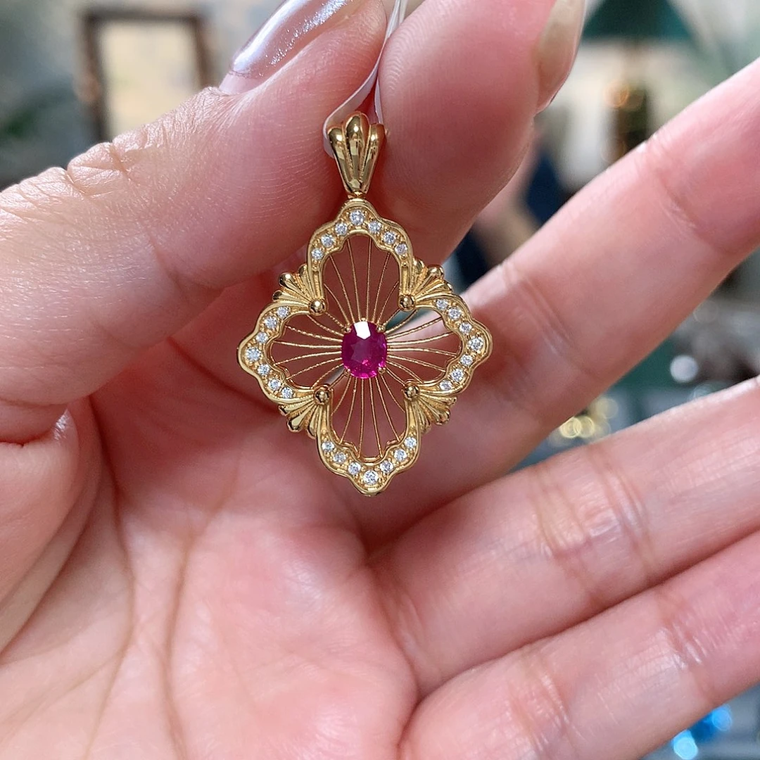 【闪购商品】吊坠(不含链)银S925镶嵌红宝石红宝石布锲拉缇吊坠