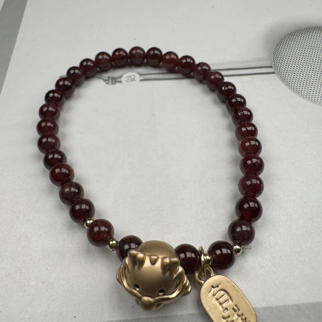 铜合金树脂手链 手工时尚百搭复古红色简约金色素款手链3566