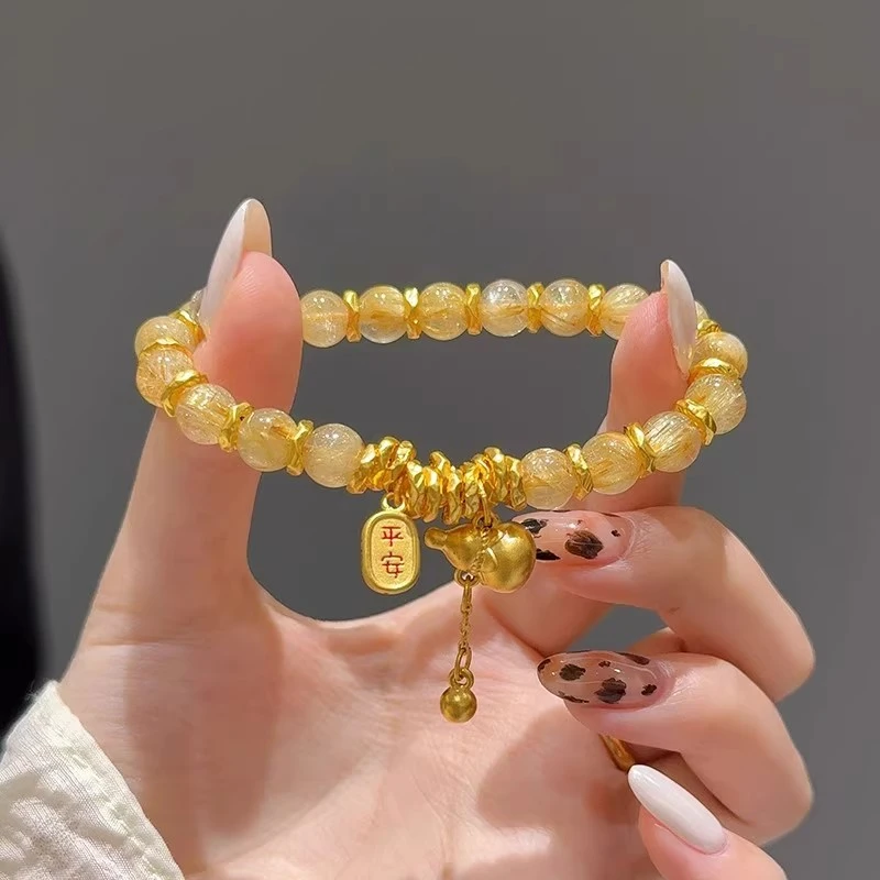 铜合金手链 简约金色葫芦平安盘缠手链新中式小众轻奢手链送女友