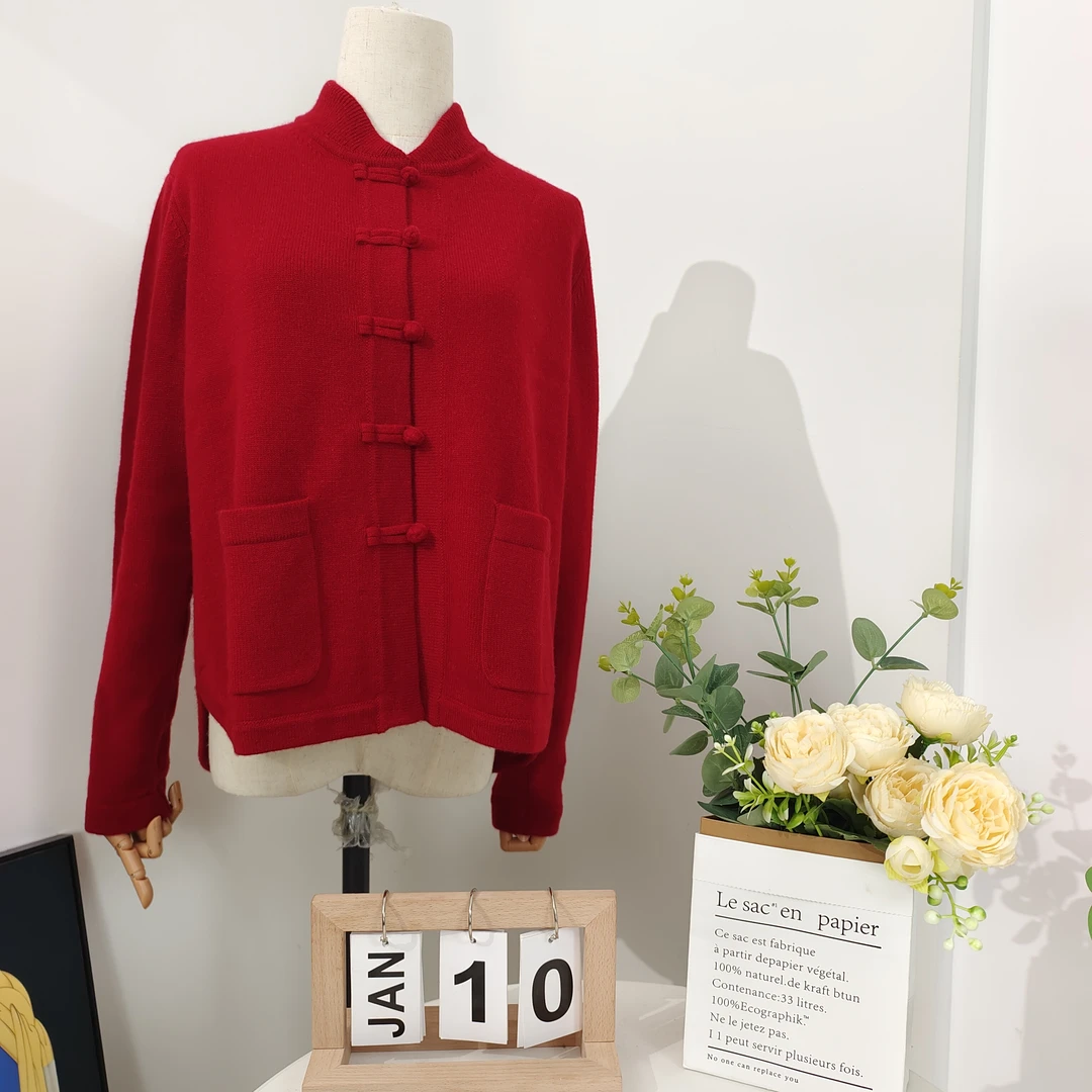 【新年献礼】26支纯山羊绒双股加工厚立领新中式盘扣开衫外套