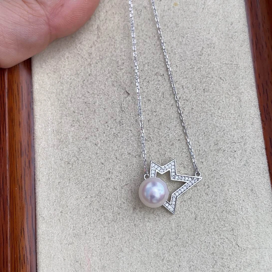 海水珍珠银S925镶嵌颈饰