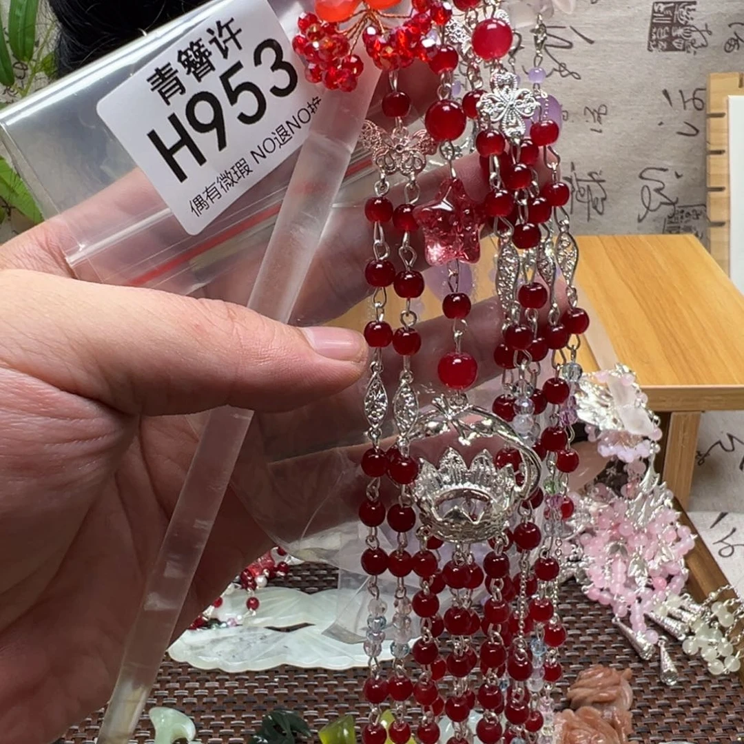 用***9蛇纹石玉合金发饰