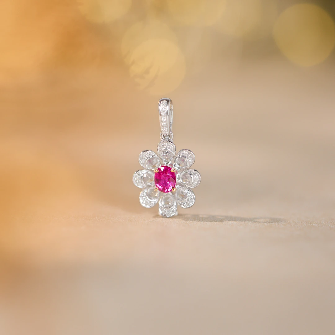 【歪歪】无烧红宝石吊坠*18K金镶嵌（多样性发一）XB-U7240