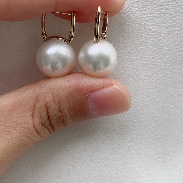 淡水珍珠耳饰18K金镶嵌13-14