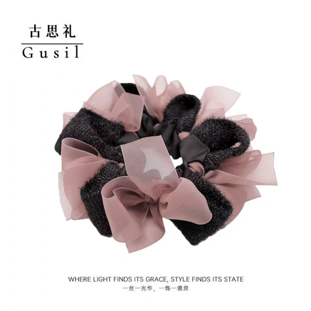 秋冬减龄氛围感慵懒蝴蝶结大肠发圈GS9715