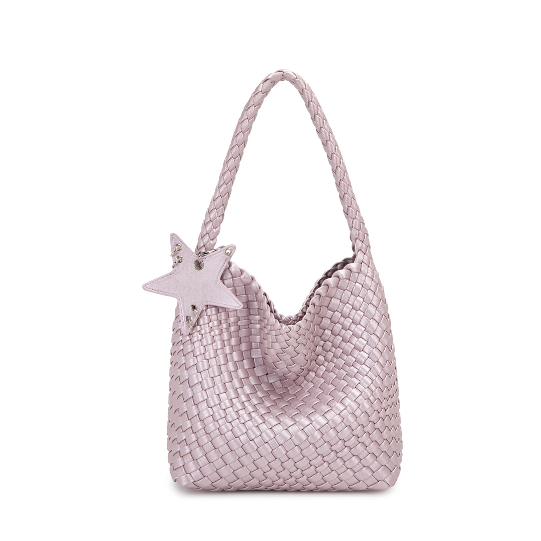 《万姐高定》原创设计真皮高定春夏单肩手工星星编织包-紫色