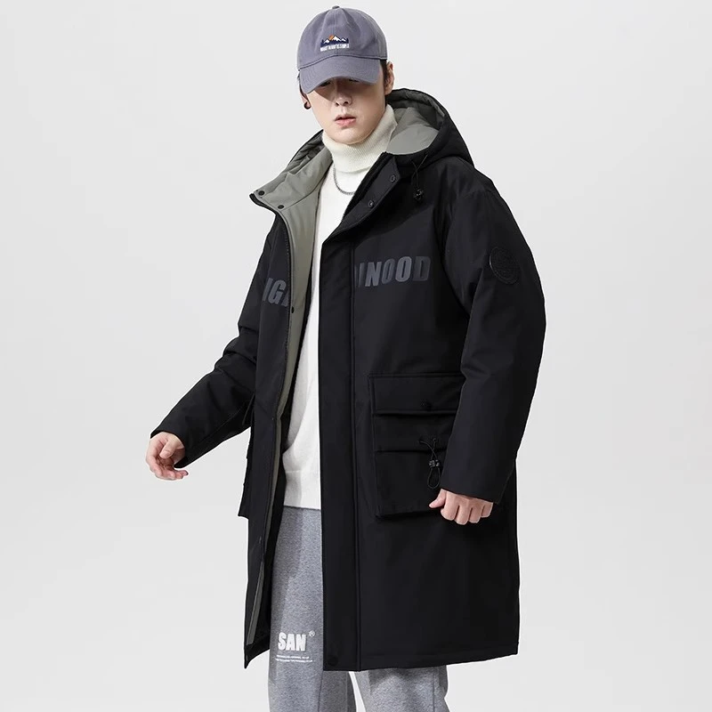 【万达撤柜】2025新款冬季羽绒服男中长款潮牌大码胖子过膝加厚防