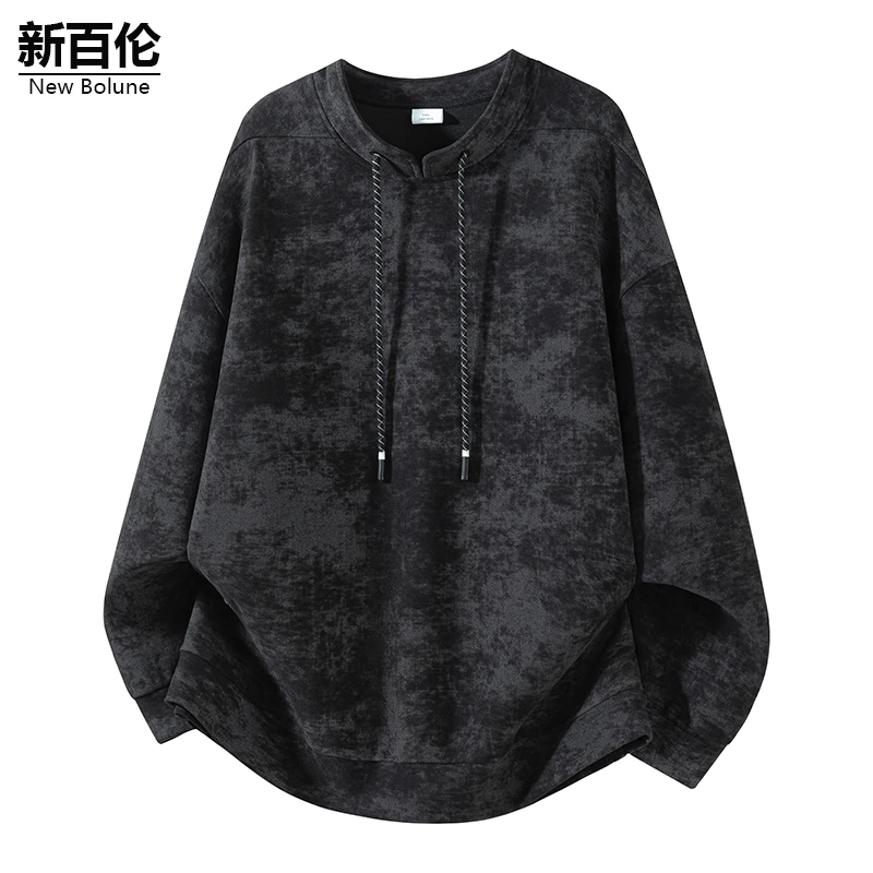 新百伦/NEW BOLUNE美式休闲卫衣男秋冬新款潮流纯色套头圆领上衣