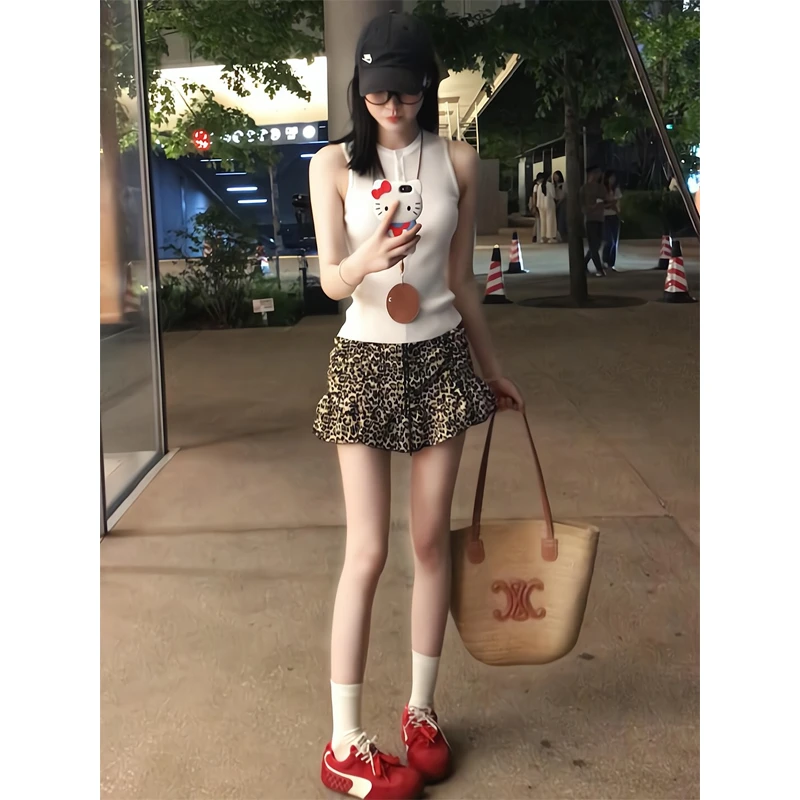 洋气衣服女显瘦小套装辣妹针织背心上衣女夏季高级感短裙裤半身裙