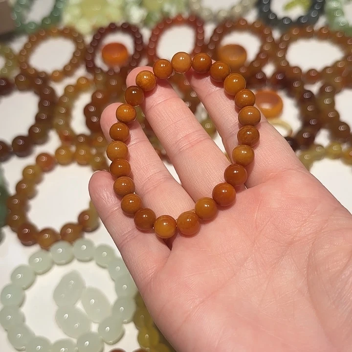 豆***.未镶嵌蛇纹石玉手串