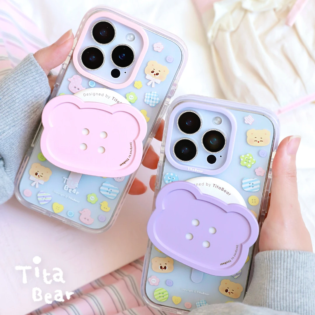 Titababy系列-纽扣收藏夹夏日多巴胺可爱苹果磁吸手机壳肉肉酱