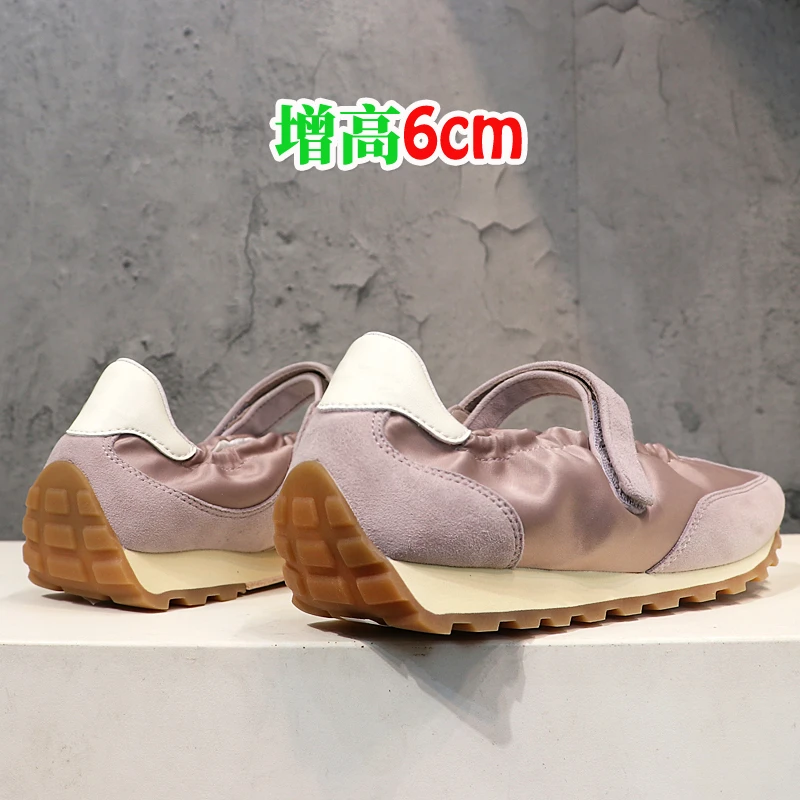 6公分内增高运动玛丽珍鞋夏魔术贴休闲芭蕾舞鞋软平底单鞋女韩版