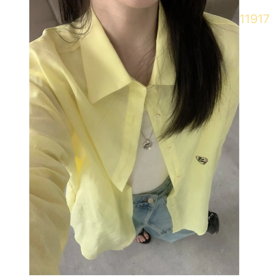 11917 SANFAN 新款苎麻爱心刺绣衬衣