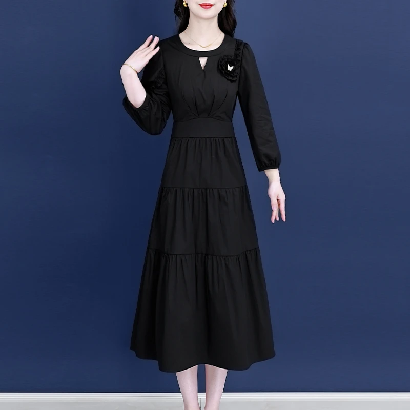 【连衣裙】24377梦晚春季气质时尚优雅大气休闲收腰显瘦连衣裙-XZY