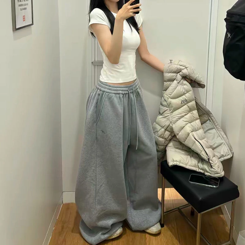 【纯棉银狐绒】ins秋冬款网红美式慵懒风阔腿宽松跳舞爵士休闲裤