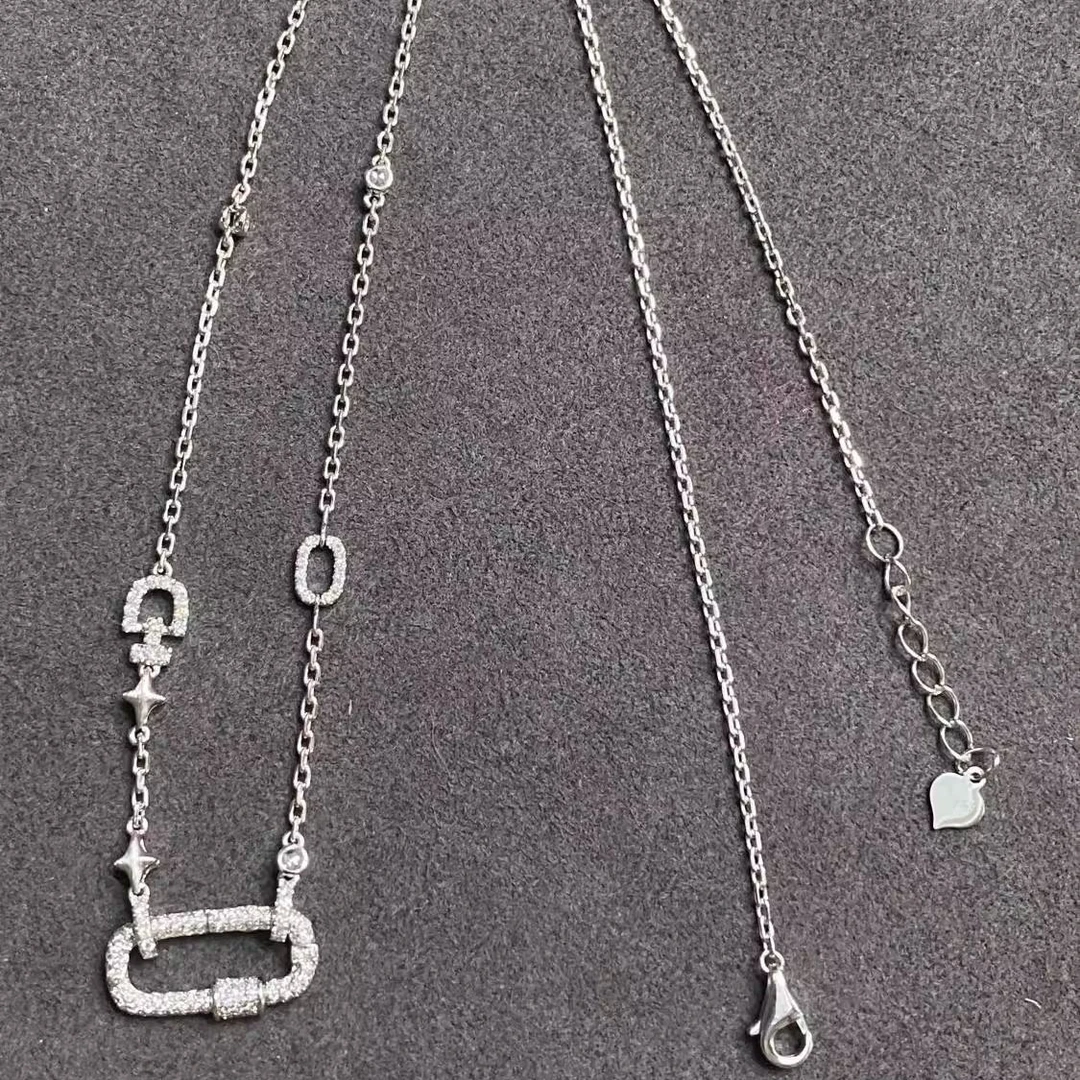 diy高端百搭万能链银色项链彩宝吊坠挂链多用调节毛衣