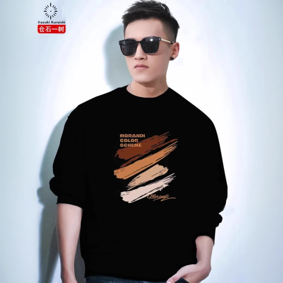 仓石一树潮牌美式复古圆领卫衣男秋冬季新款宽松休闲加绒长袖上衣