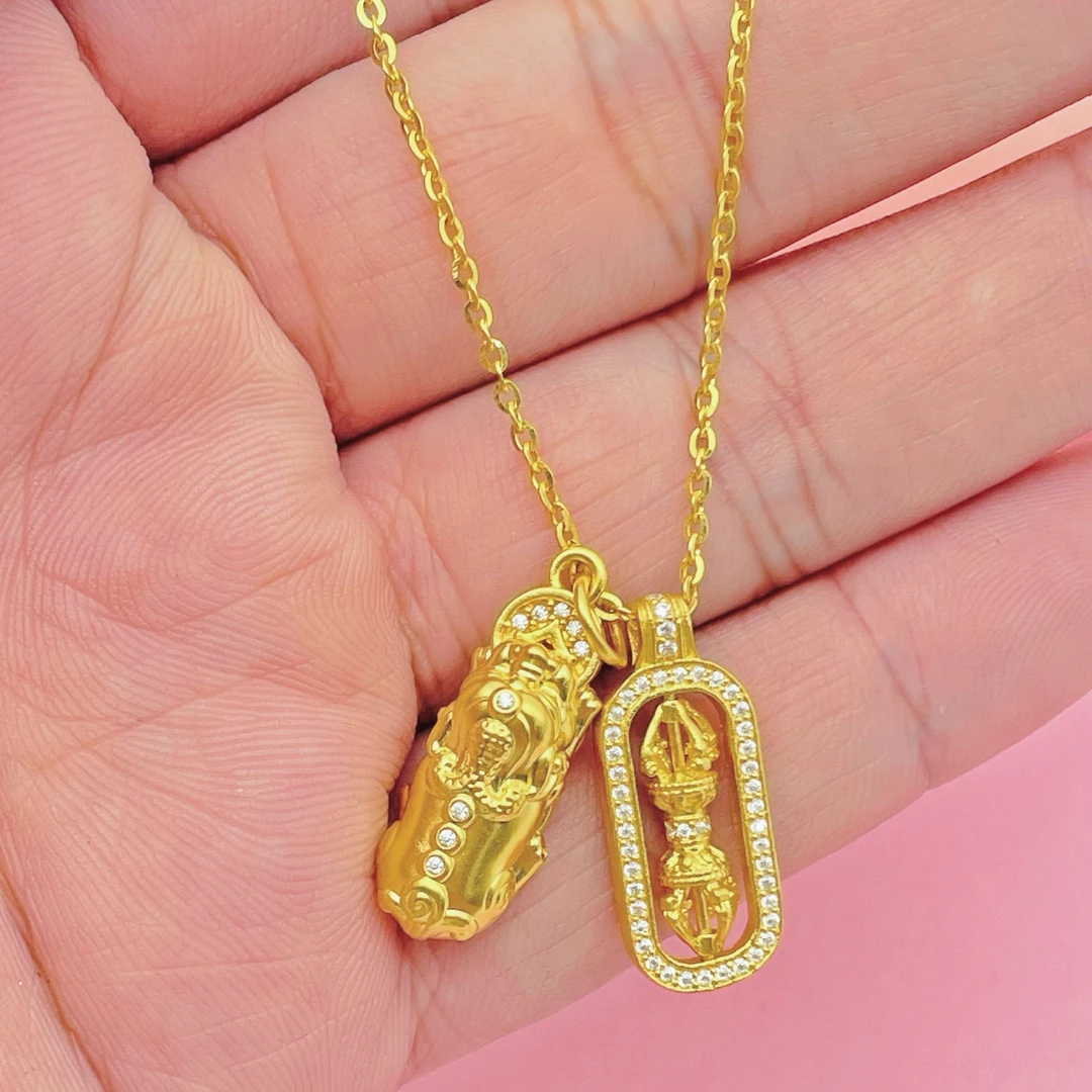 韦雪同款貔貅金刚杵（单貔貅不含链）镶石莫桑足金999吊坠