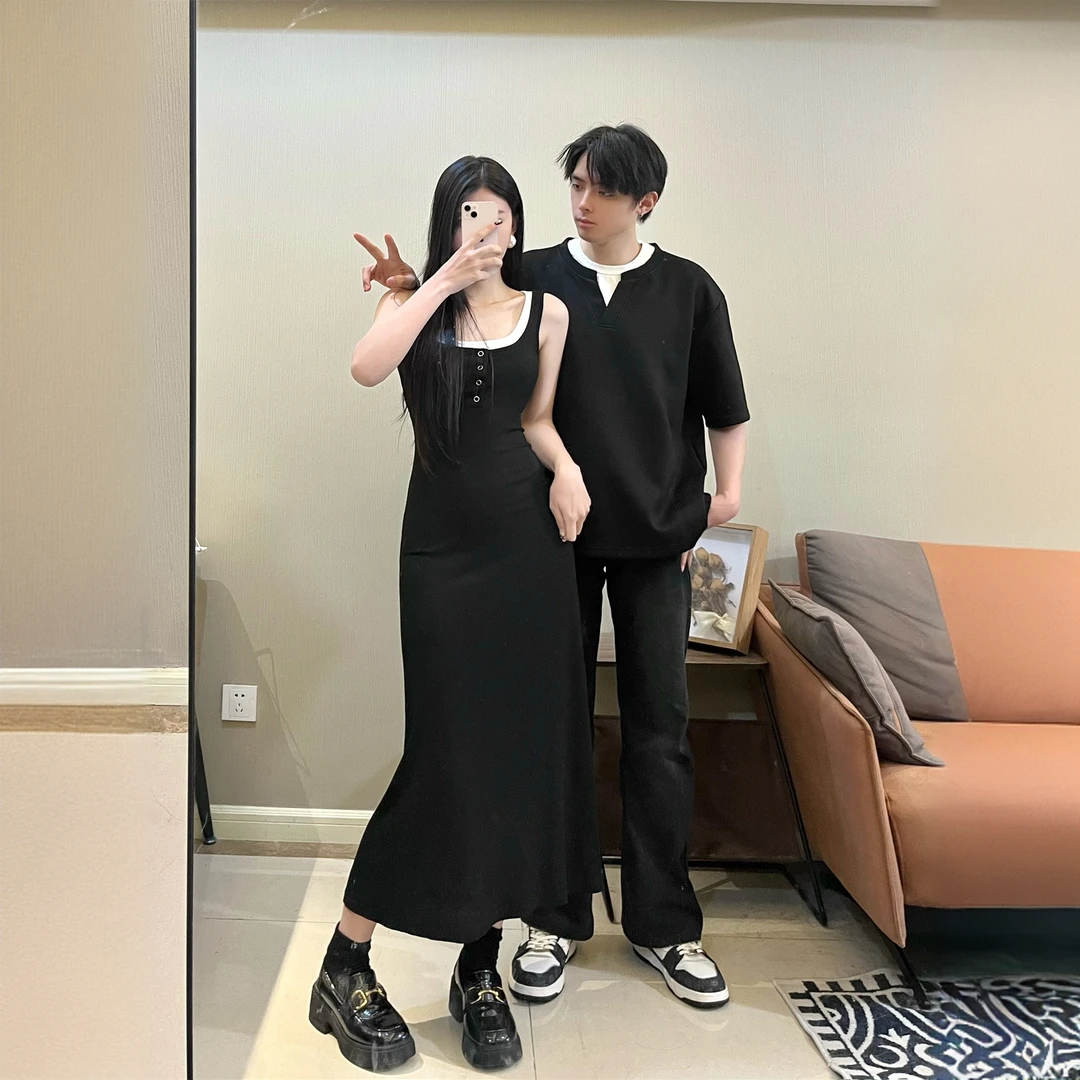 2025新款情侣装夏季不一样的小众设计感收腰显瘦裙子百搭修身裙