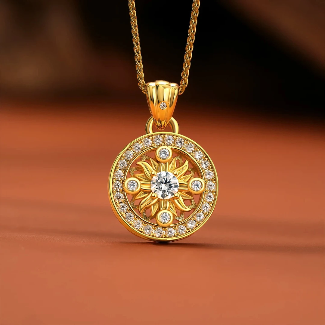 【清货专属链接】 XL3649 点钻太阳花小罗盘项链