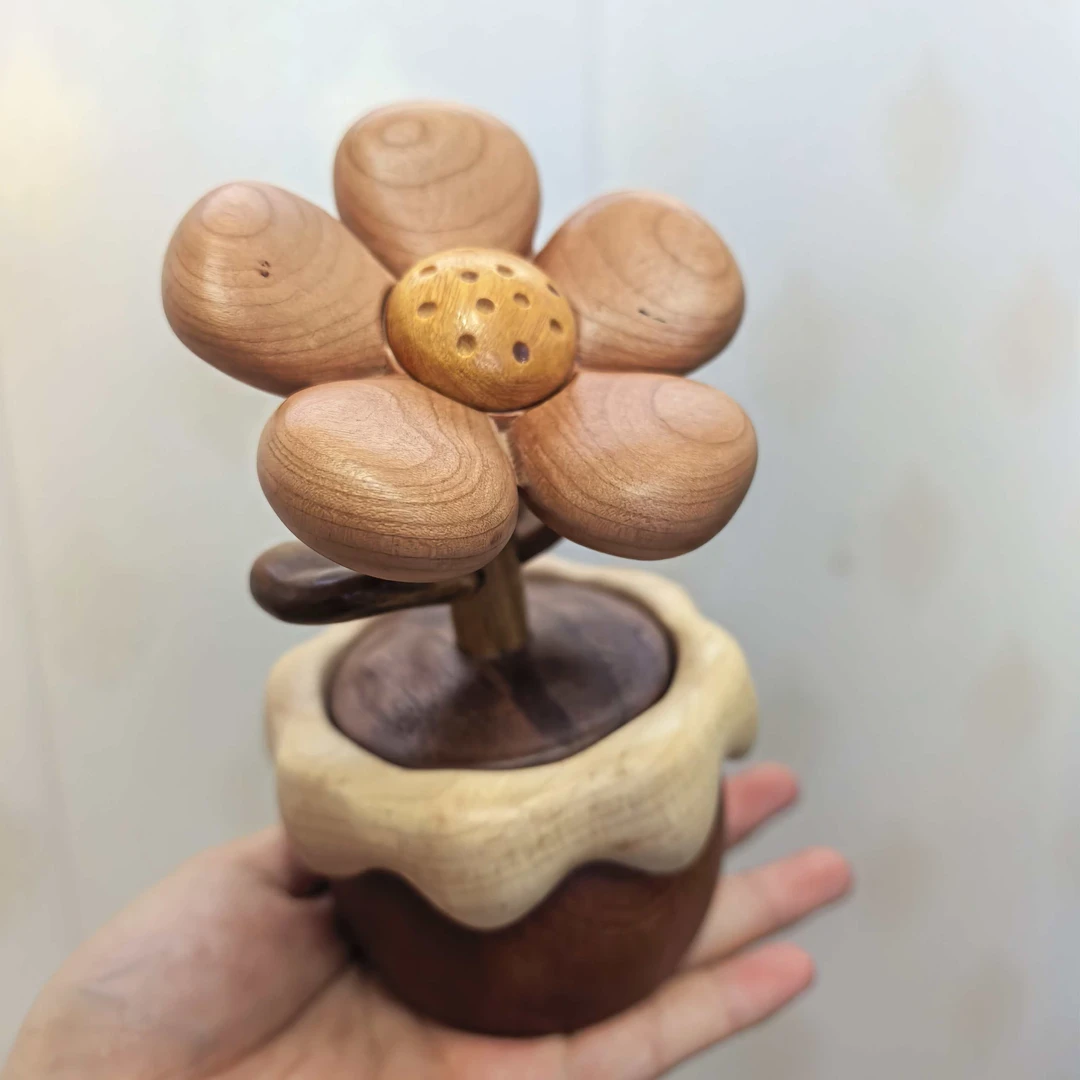 胖墩墩花盆栽音乐盒  手作摆
