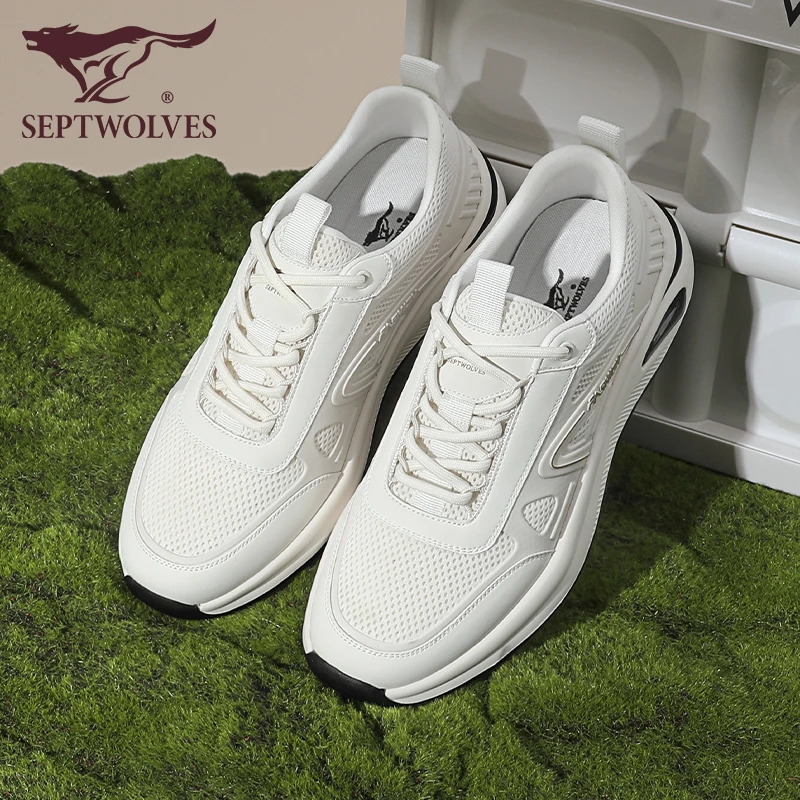 七匹狼男鞋运动鞋男款透气网面小白鞋男百搭舒适减震男式休闲鞋子