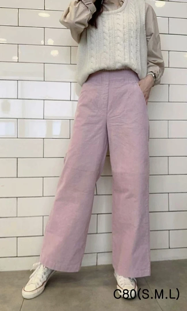 泡菜灯芯绒松紧腰直筒裤(祐祐女装)