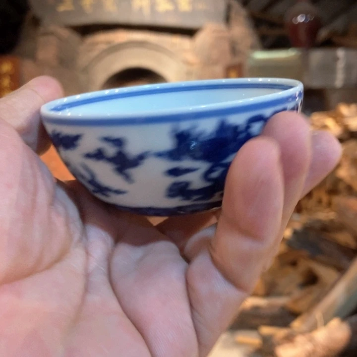 三哥柴窑青花双龙主人杯