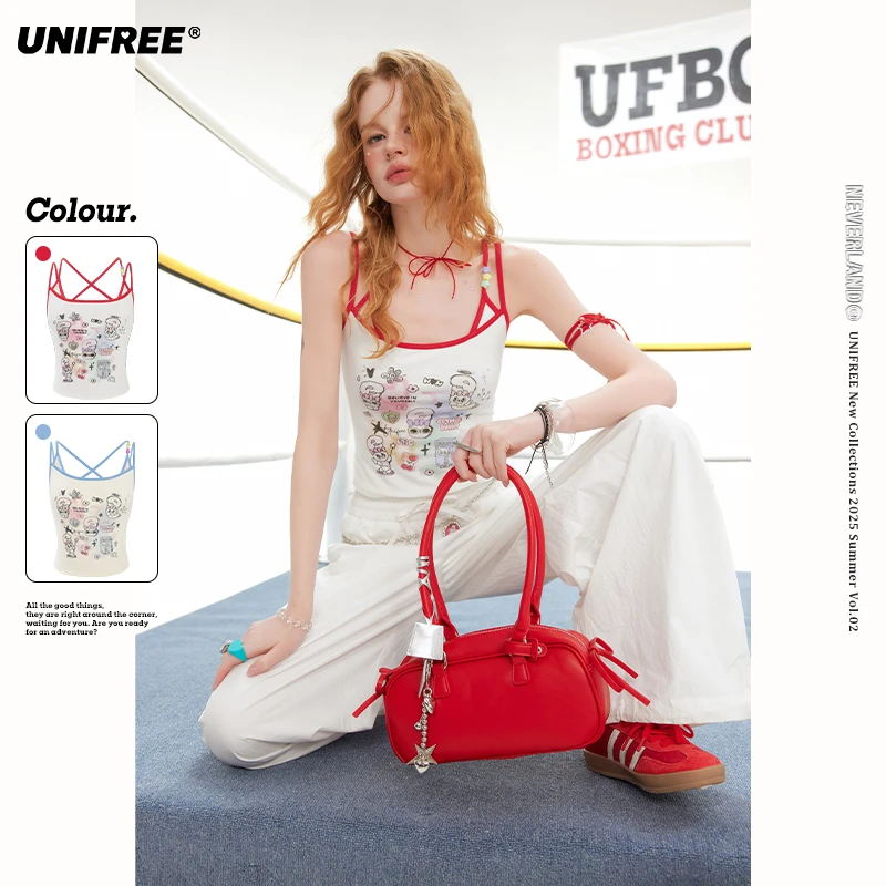 unifree【25年夏】撞色假两件吊带背心女减龄上衣