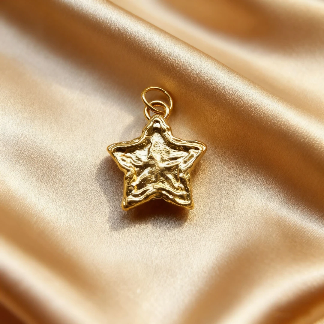 【黄金】足金999锤纹星星素金 圆环 5D工艺CY202