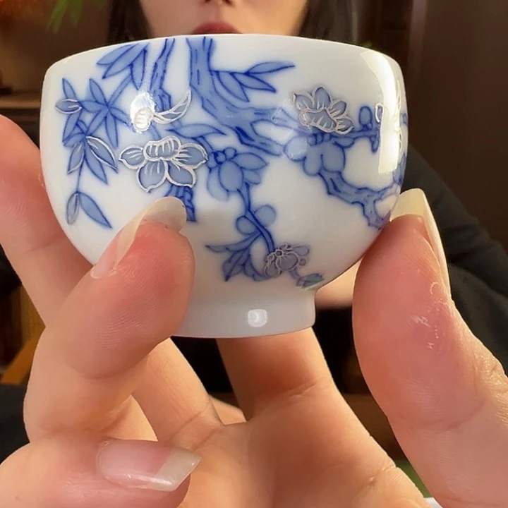 手工手绘茶具桃花