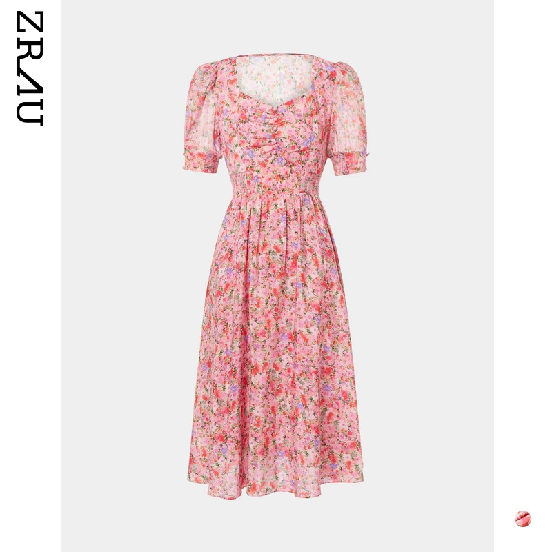 ZRAU法式浪漫碎花灵动荷叶袖设计连衣裙91130321980