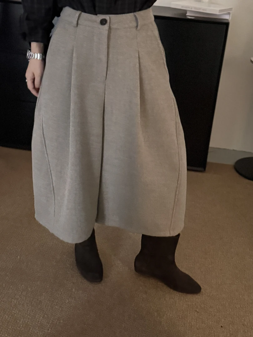 【珍珍何HC】1221定制款韩系极简系腰带阔腿七分裤