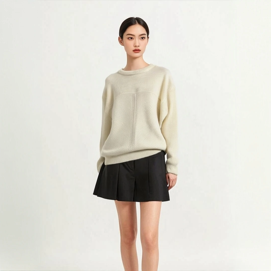 0586 法式温柔风针织衫女秋冬宽松慵懒套头软糯毛衣上衣