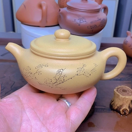 紫砂壶全手工制作工艺师作品原矿黄金段泥紫砂壶容量260放漏价