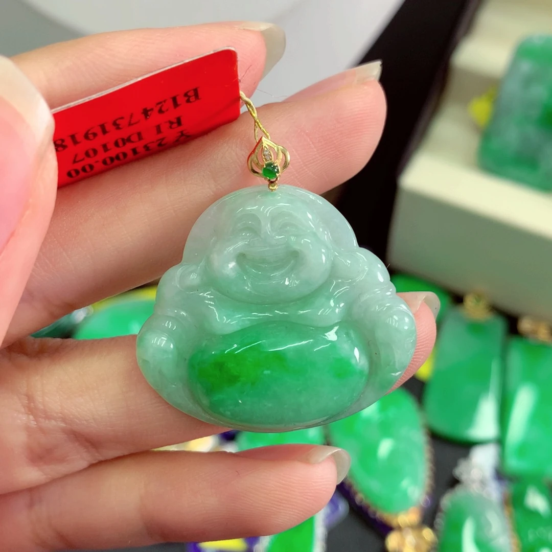 吊坠(不含链)18K金镶嵌翡翠