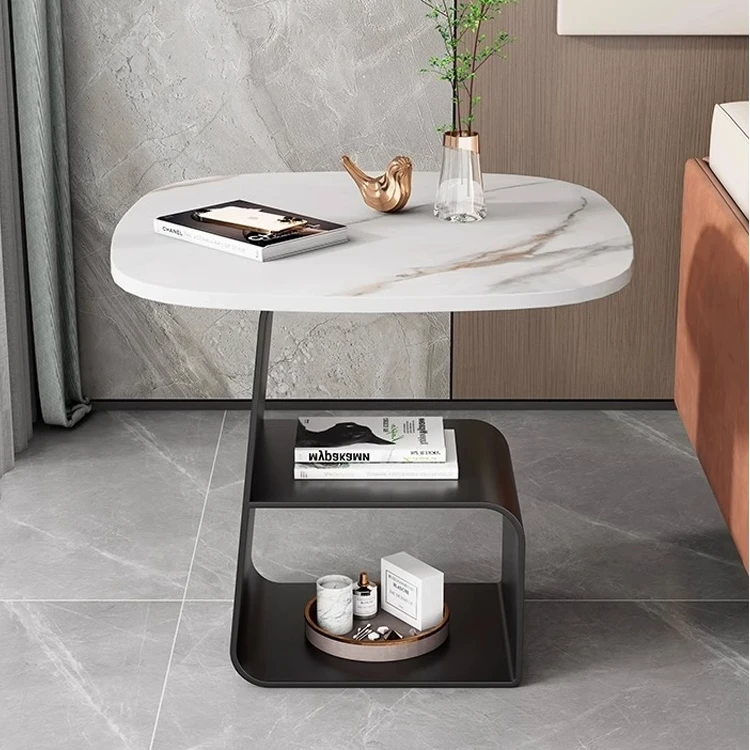 轻奢客厅岩板沙发边几简约现代创意角几双层床头柜边柜阳台茶几