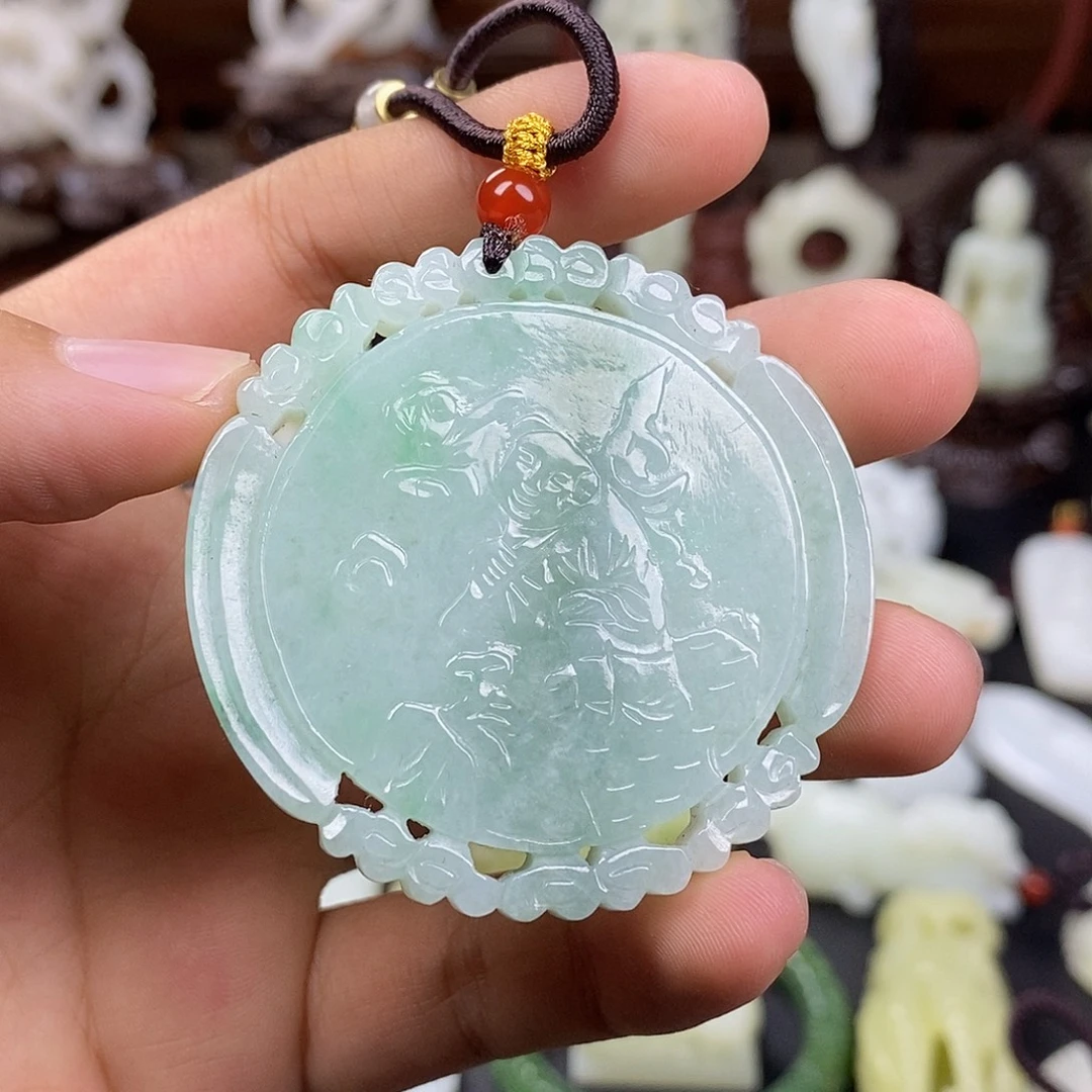 男***人翡翠未镶嵌挂件福禄寿
