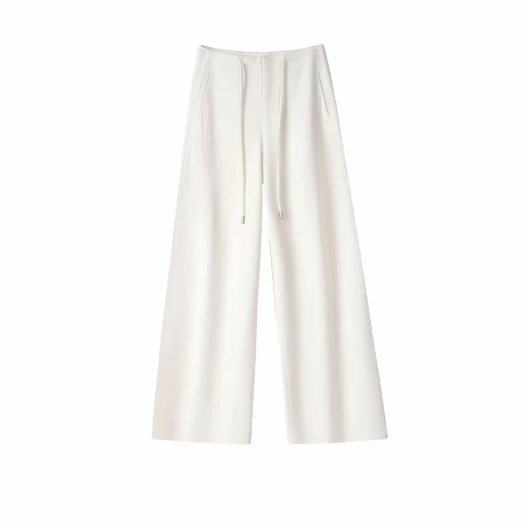 【蚕丝+羊毛】2025秋冬羊毛时尚百搭宽松直筒阔腿裤松紧抽绳2582