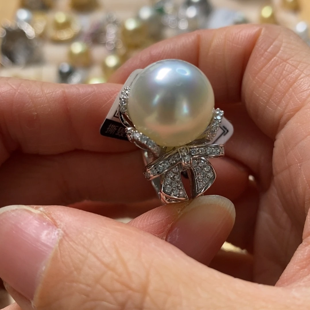 海水珍珠戒指银S925镶嵌