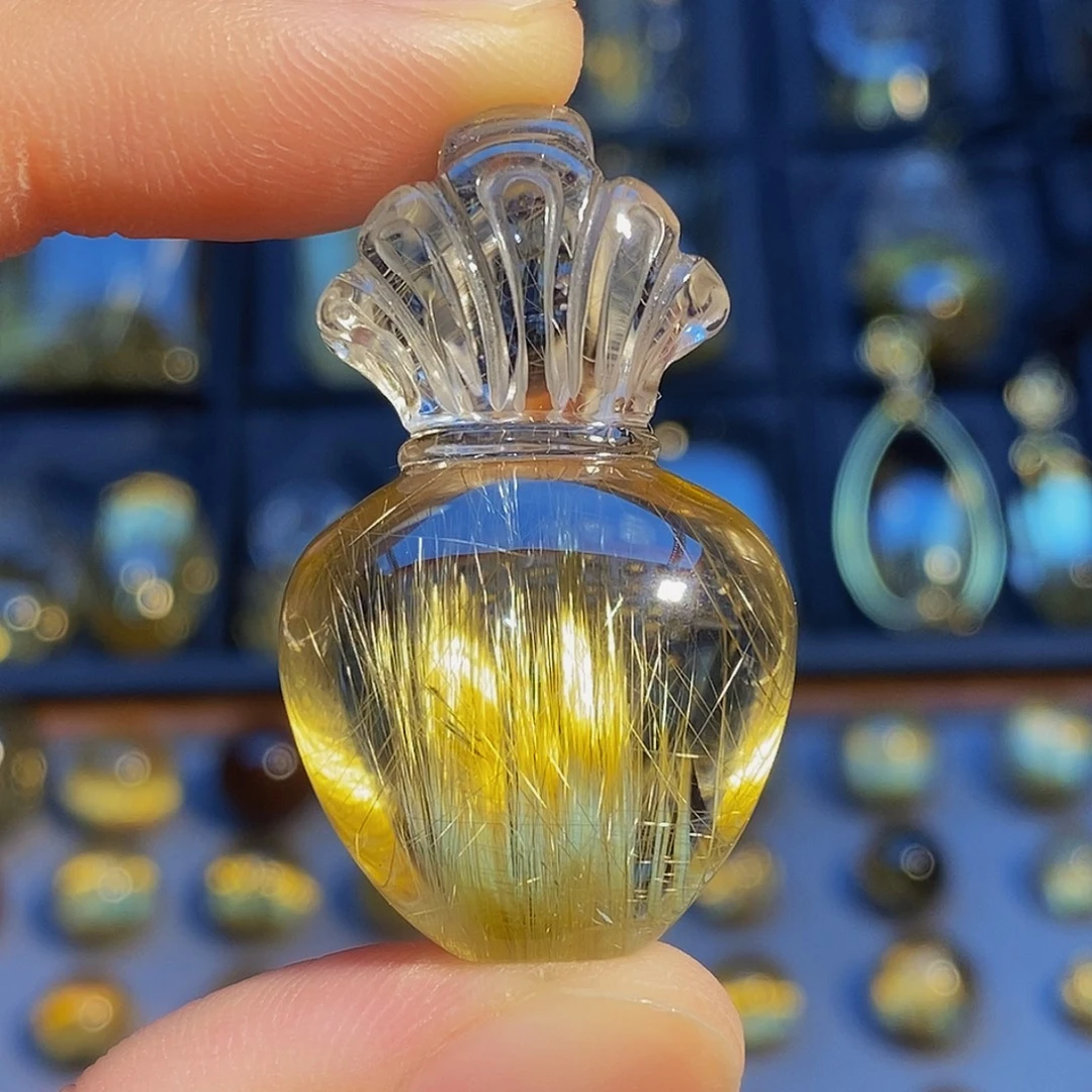 颈饰未镶嵌水晶天然顺钛晶宝瓶吊坠