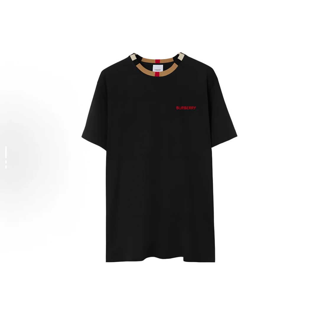 未使用 BURBERRY/博柏利 刺绣logo格纹领口短袖/尺码M/编号8165