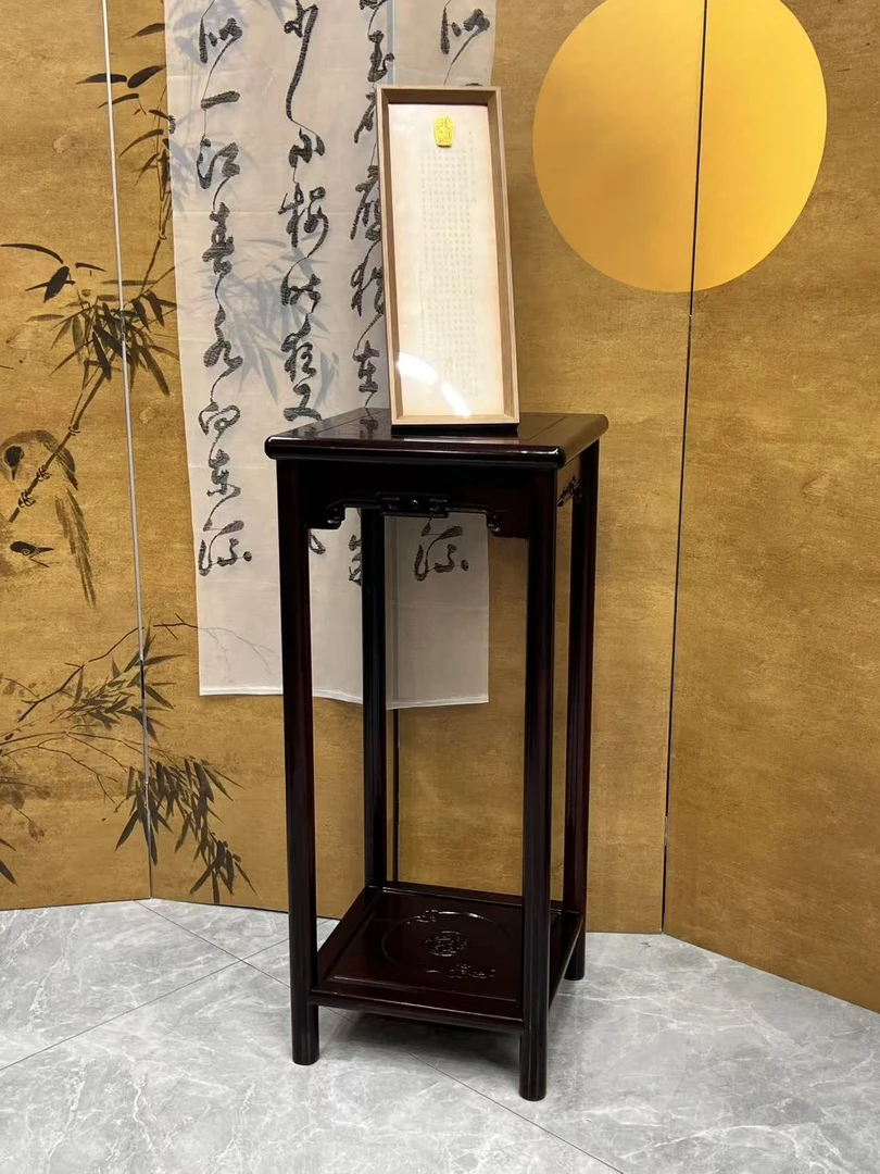 燕东红木阔叶黄檀祥云盆景架客厅阳台置物架实木花架 35*35*80