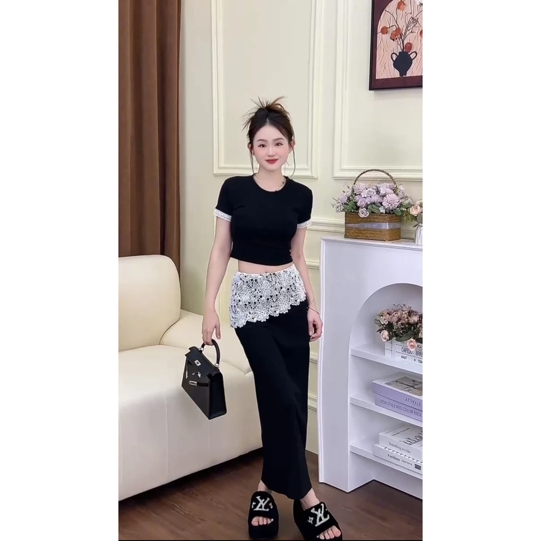 「韵味伊人」小个子定制 法式上衣蕾丝拼接显瘦半身裙套装#YWYR970