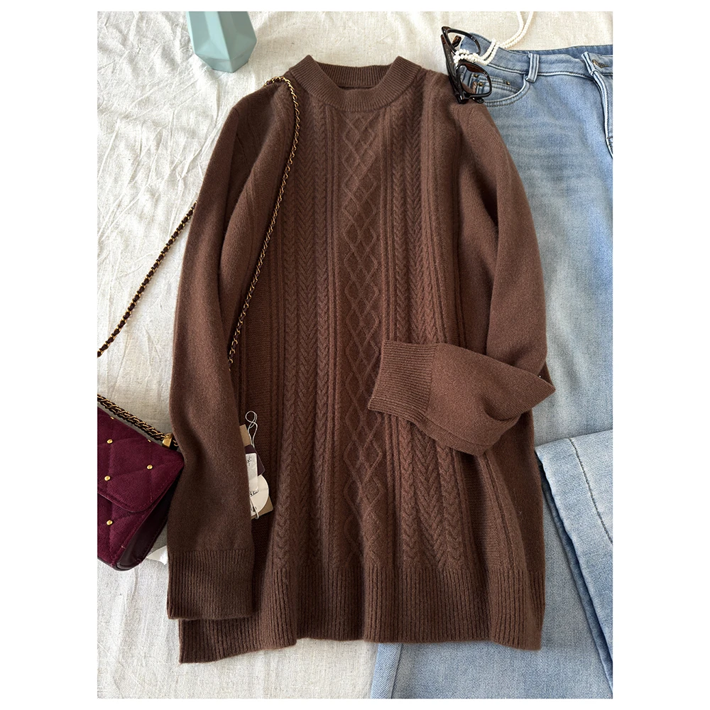 M171  秋冬新款女士加厚圆领保暖柔软百搭羊毛针织衫